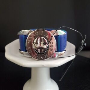Marc by Marc Jacobs Mineral Blue Silicone Turnlock Bracelet Silver Hardware NWT